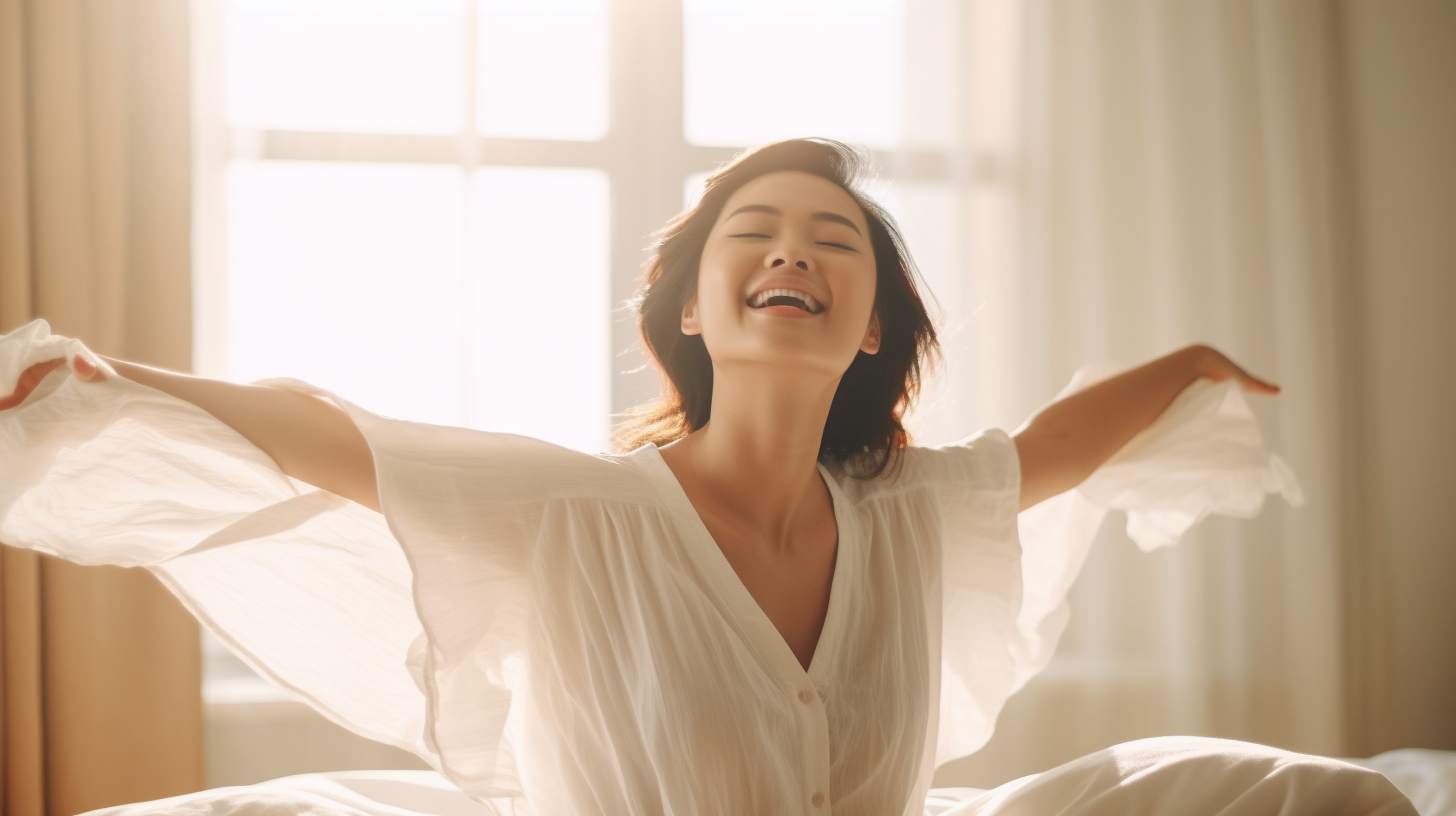 女性がスヤァ。快眠グッズのプレゼント